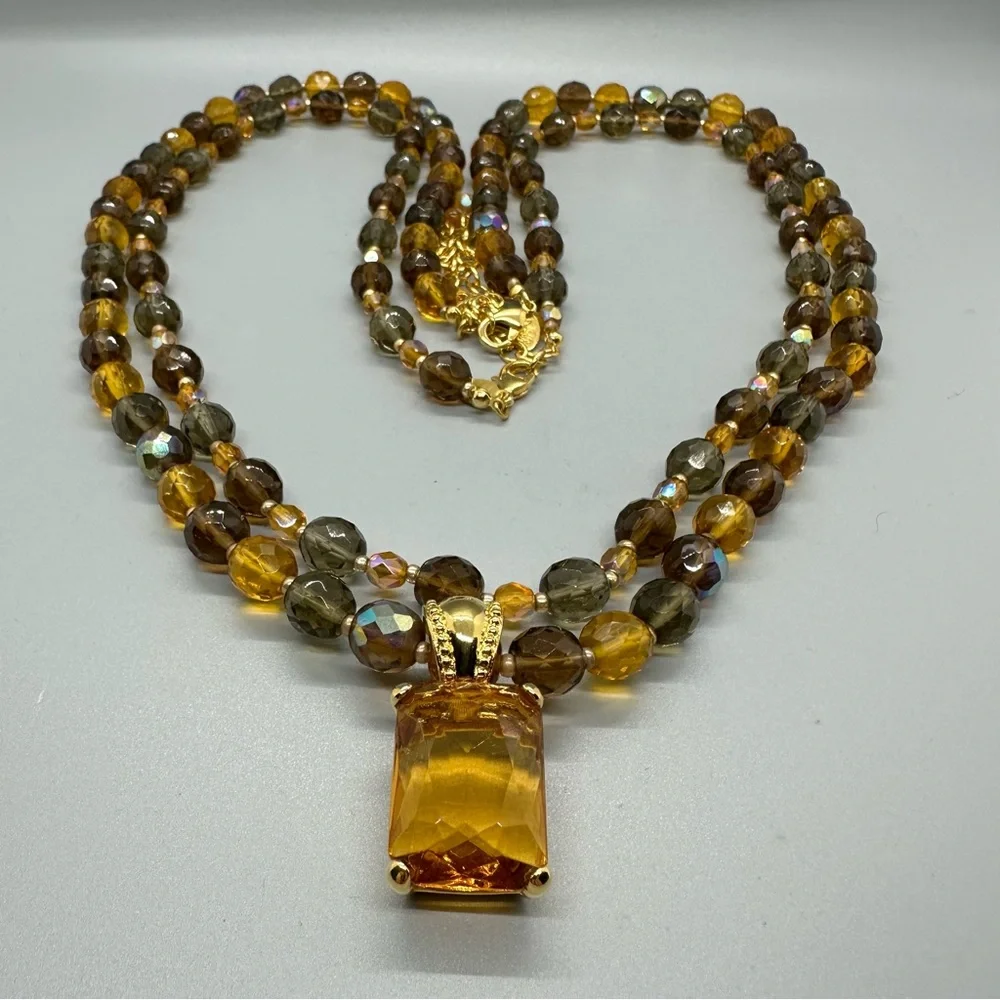 Joan Rivers Vintage Set Of Two European Crystal Glass Bead Necklaces w/Enhancer
